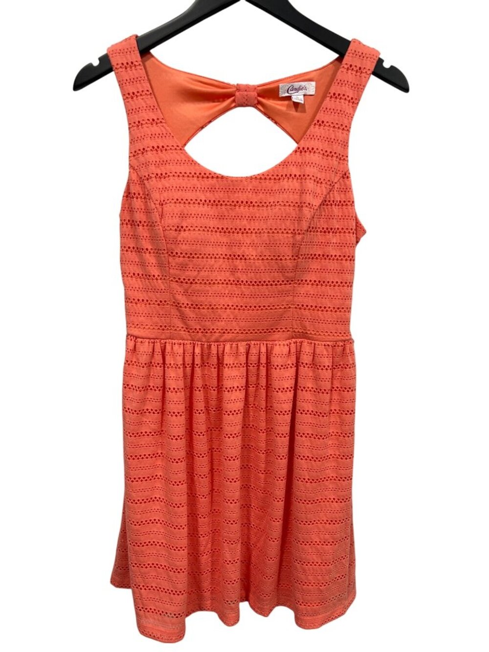 Candies Dress Large Eyelet Cutout Back Mini Sleeveless Summer Party Coral
